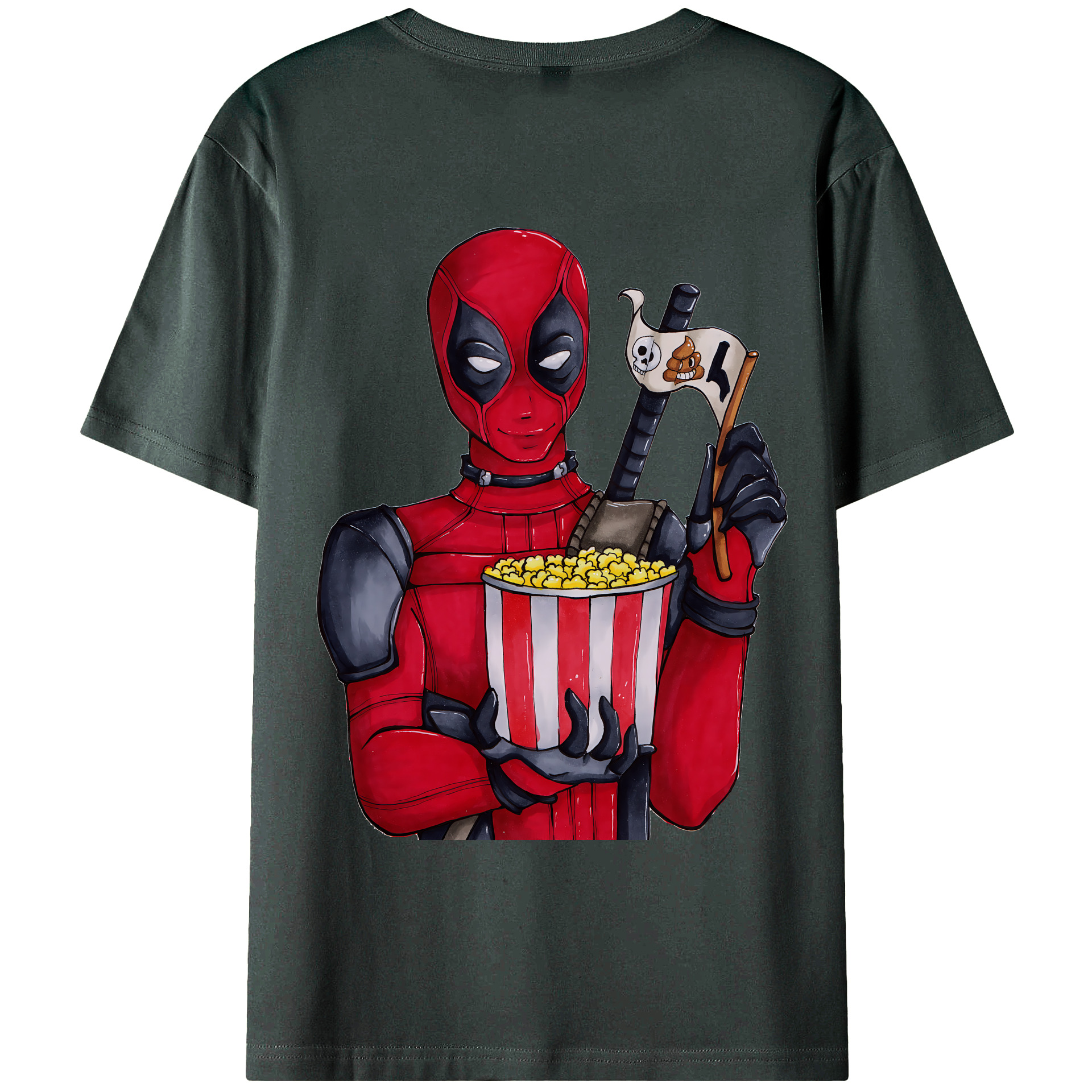 （画像用） Deadpool デッドプール 綿100％ メンズ半袖Tシャツ（バックプリント） 通気性